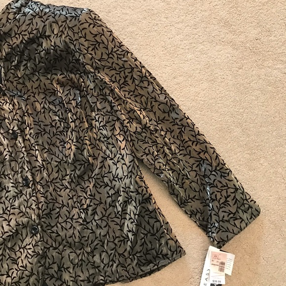 Dressbarn Elegant Blouse NEW Women Plus Size 2X Gold Lame Black Velvet Easy Care - Picture 6 of 12